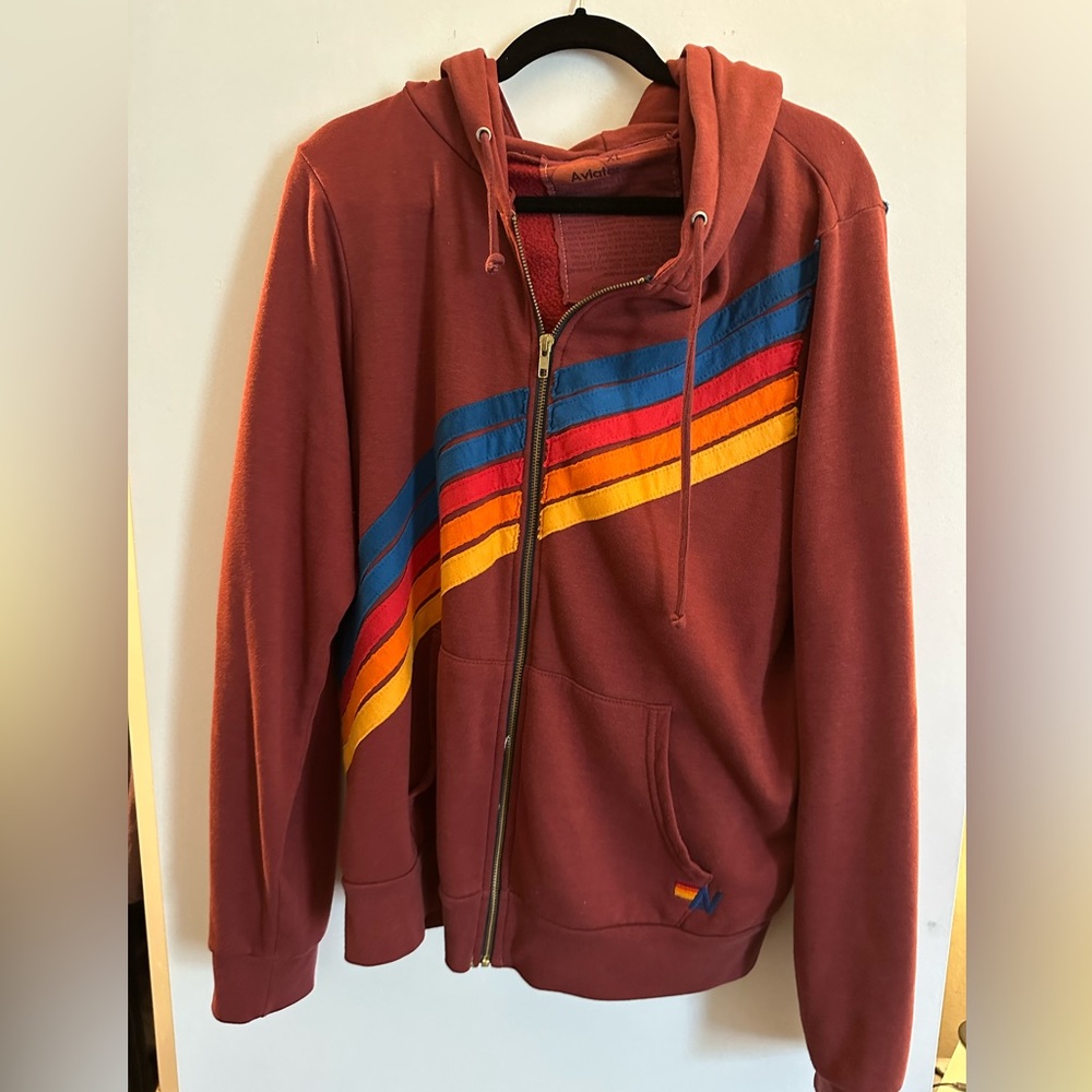 Aviator Nation 5 stripe  claret XL sweatshirt